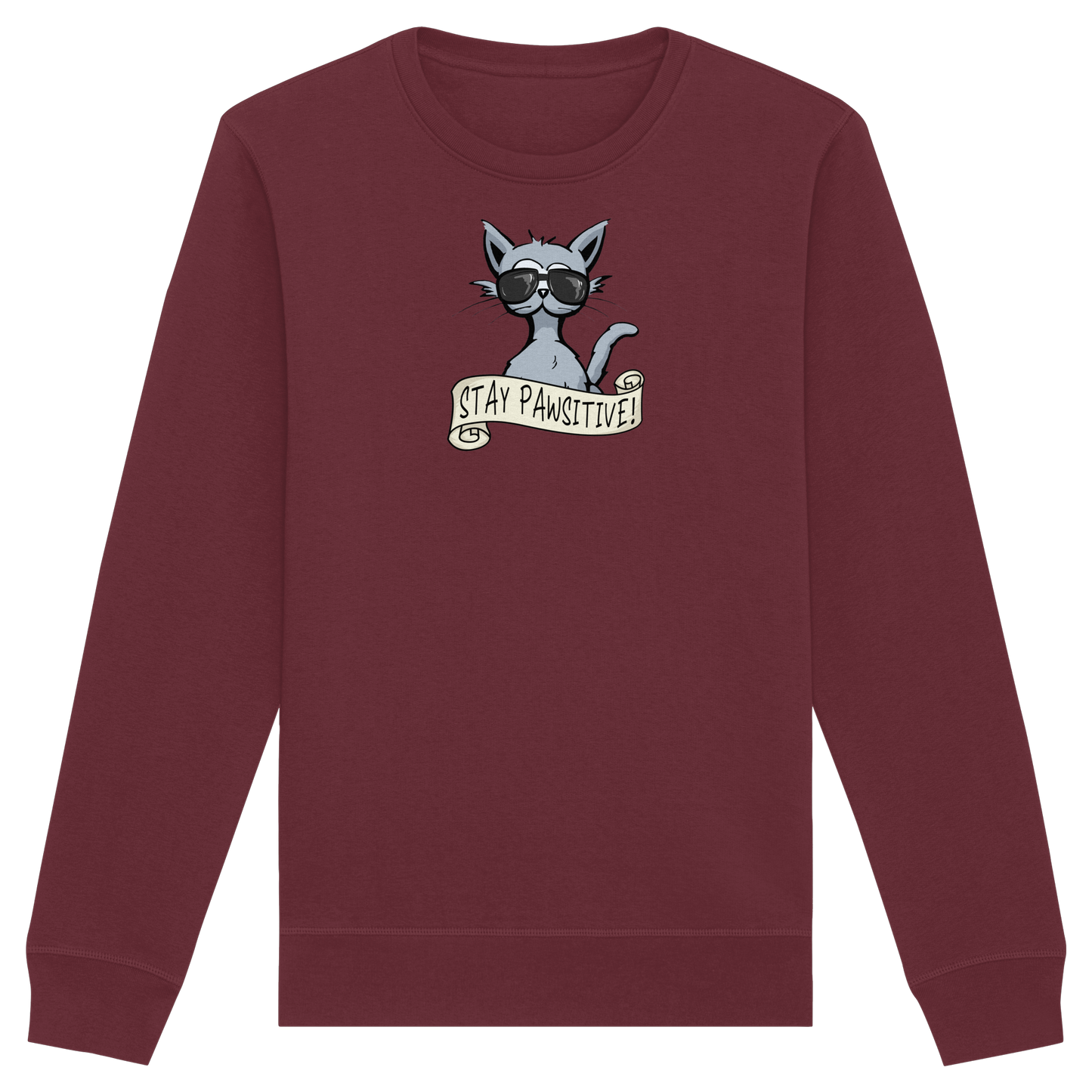 Stay Pawsitive Bleib lässig Hipster Katze - Organic Basic Unisex Sweatshirt
