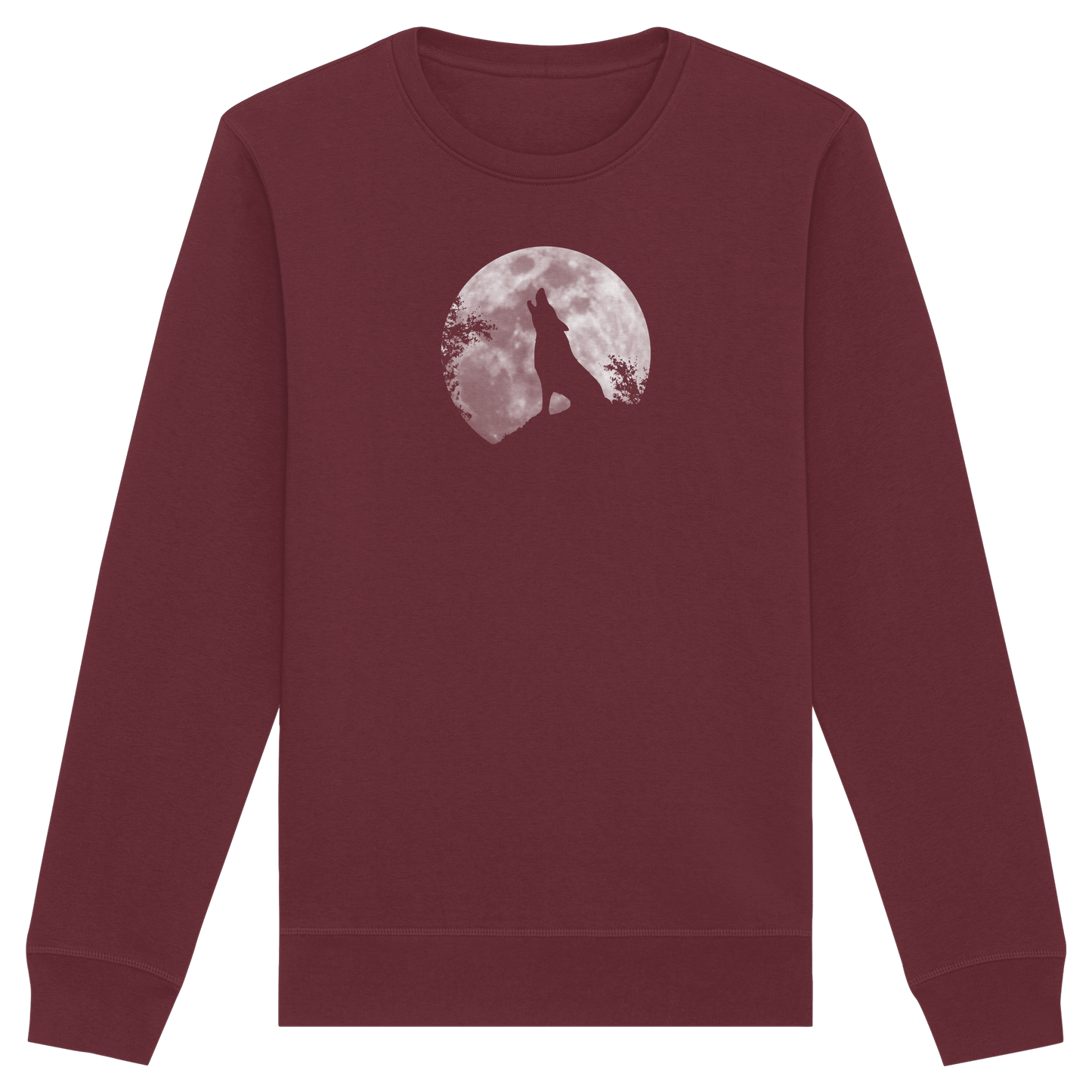 Heulender Wolf Silhouette vor Vollmond - Organic Basic Unisex Sweatshirt