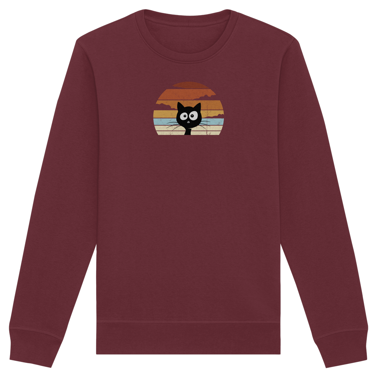 Retro schwarze Katze vor Sonnenuntergang - Organic Basic Unisex Sweatshirt