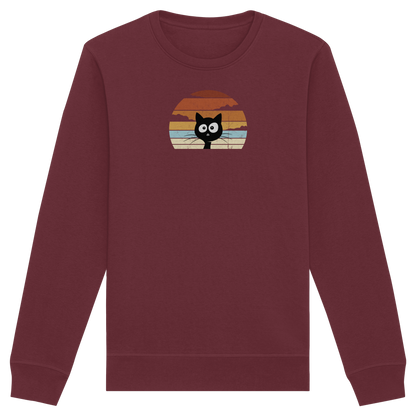 Retro schwarze Katze vor Sonnenuntergang - Organic Basic Unisex Sweatshirt