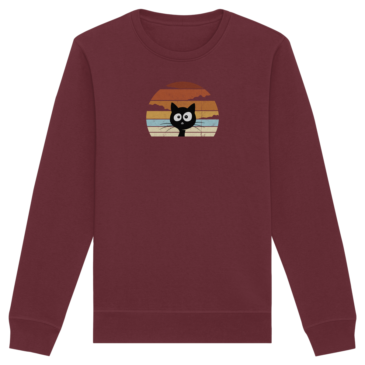 Retro schwarze Katze vor Sonnenuntergang - Organic Basic Unisex Sweatshirt