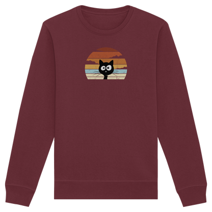 Retro schwarze Katze vor Sonnenuntergang - Organic Basic Unisex Sweatshirt