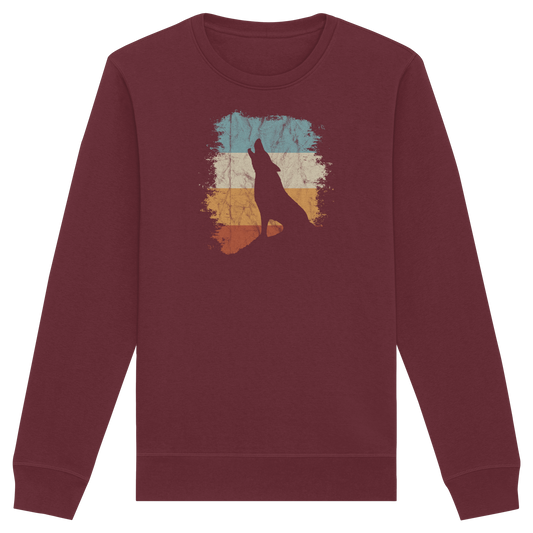 Retro Style lässig heulender Wolf  - Organic Basic Unisex Sweatshirt