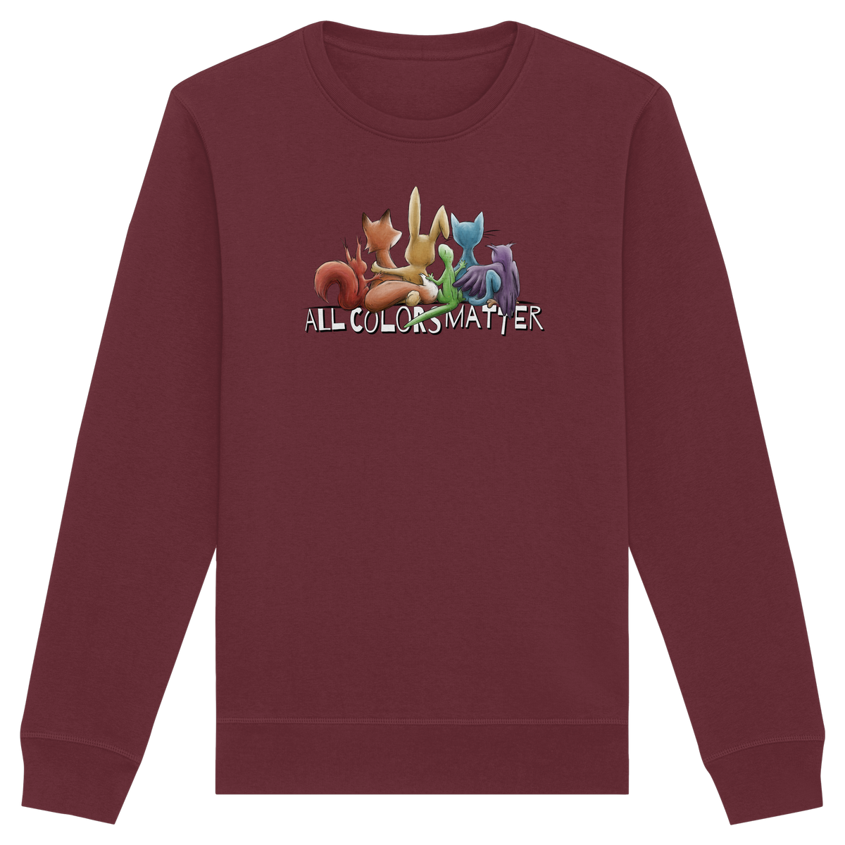All Colors Matter! Regenbogen Tiere für Vielfalt - Organic Basic Unisex Sweatshirt
