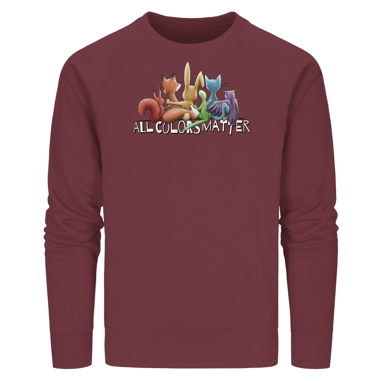 All Colors Matter! Regenbogen Tiere für Vielfalt - Organic Basic Unisex Sweatshirt