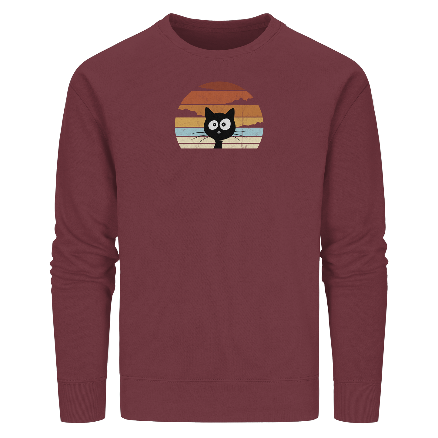 Retro schwarze Katze vor Sonnenuntergang - Organic Basic Unisex Sweatshirt