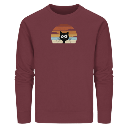 Retro schwarze Katze vor Sonnenuntergang - Organic Basic Unisex Sweatshirt