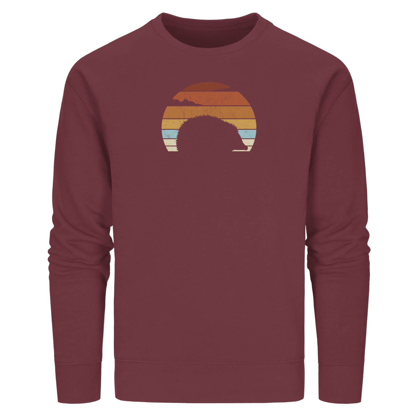 Retro Igel Silhouette im Sonnenuntergang - Organic Basic Unisex Sweatshirt
