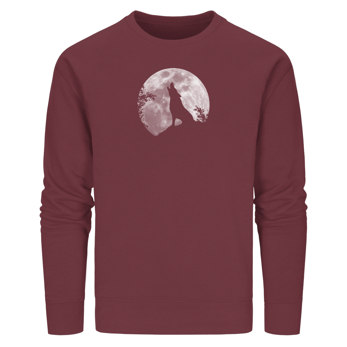 Heulender Wolf Silhouette vor Vollmond - Organic Basic Unisex Sweatshirt