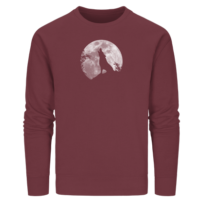 Heulender Wolf Silhouette vor Vollmond - Organic Basic Unisex Sweatshirt