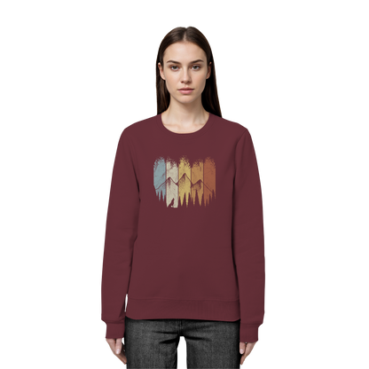Retro Wald, Berge und Wolf  - Organic Basic Unisex Sweatshirt