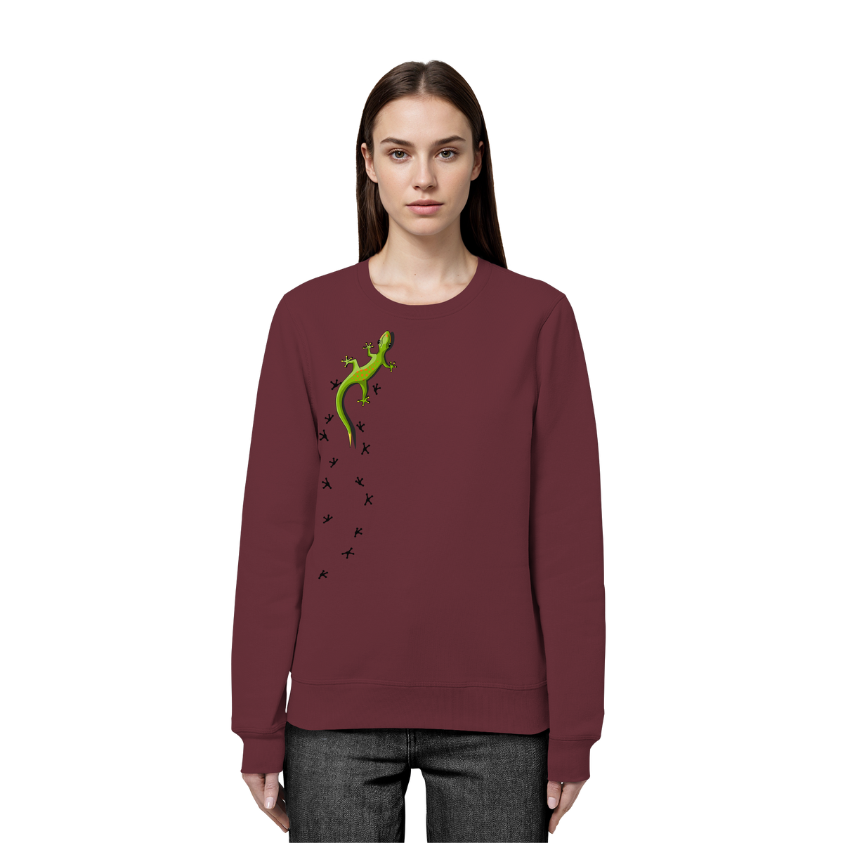Kletternder Gecko mit Spuren - Organic Basic Unisex Sweatshirt