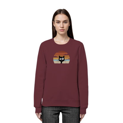 Retro schwarze Katze vor Sonnenuntergang - Organic Basic Unisex Sweatshirt