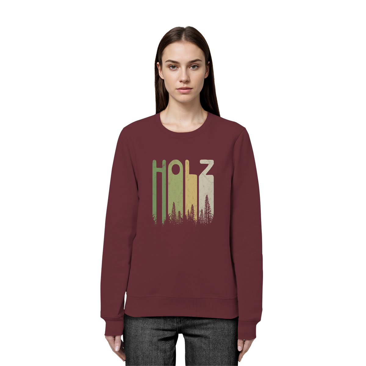 Holz Retro Wald Schriftzug - Organic Basic Unisex Sweatshirt