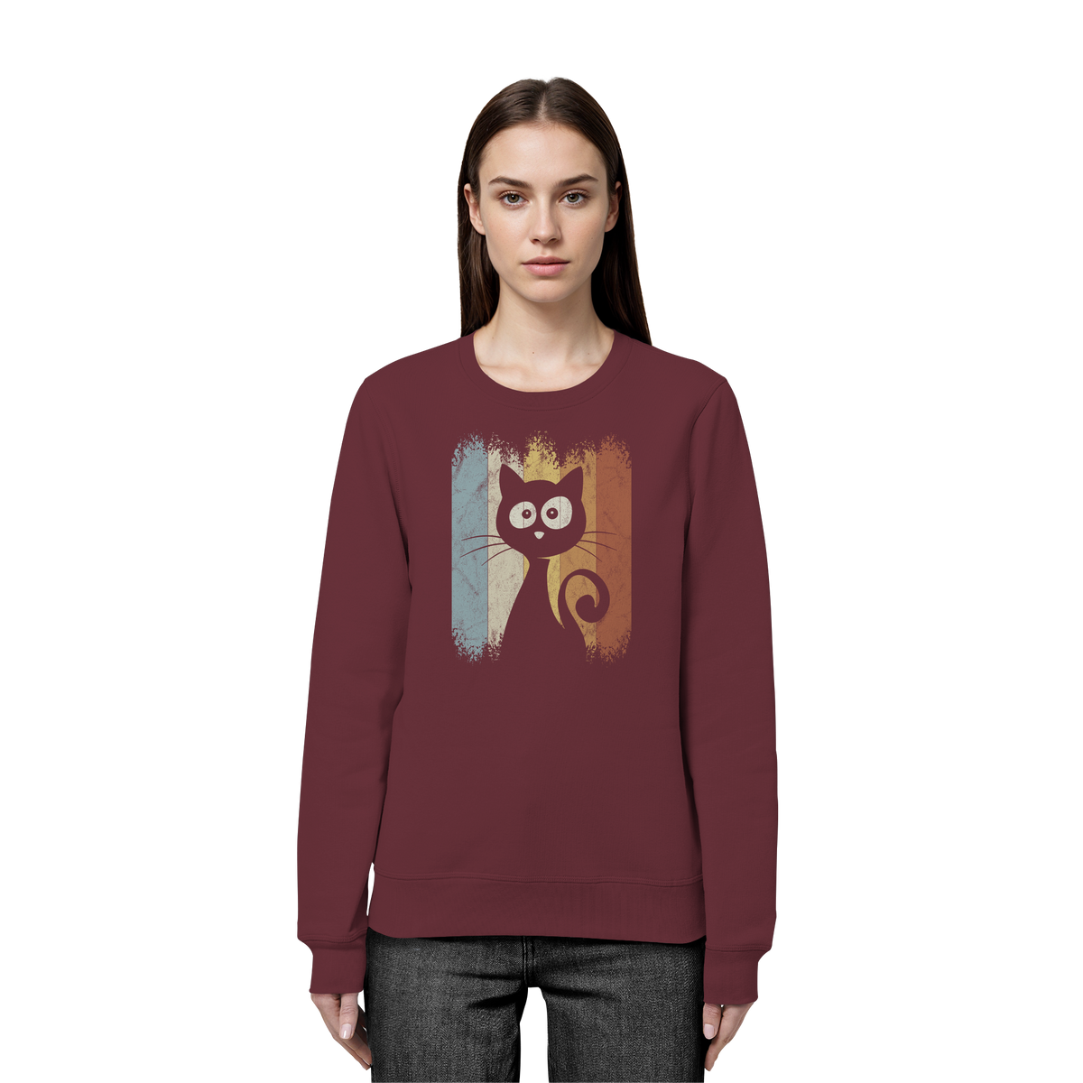Retro Katze Silhouette - Organic Basic Unisex Sweatshirt