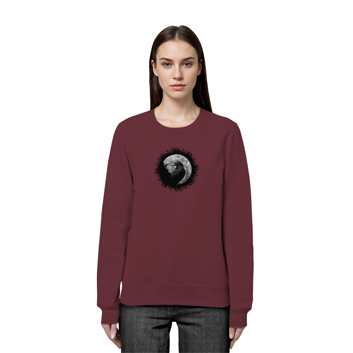 Schwarzer Rabe bei Vollmond  - Organic Basic Unisex Sweatshirt