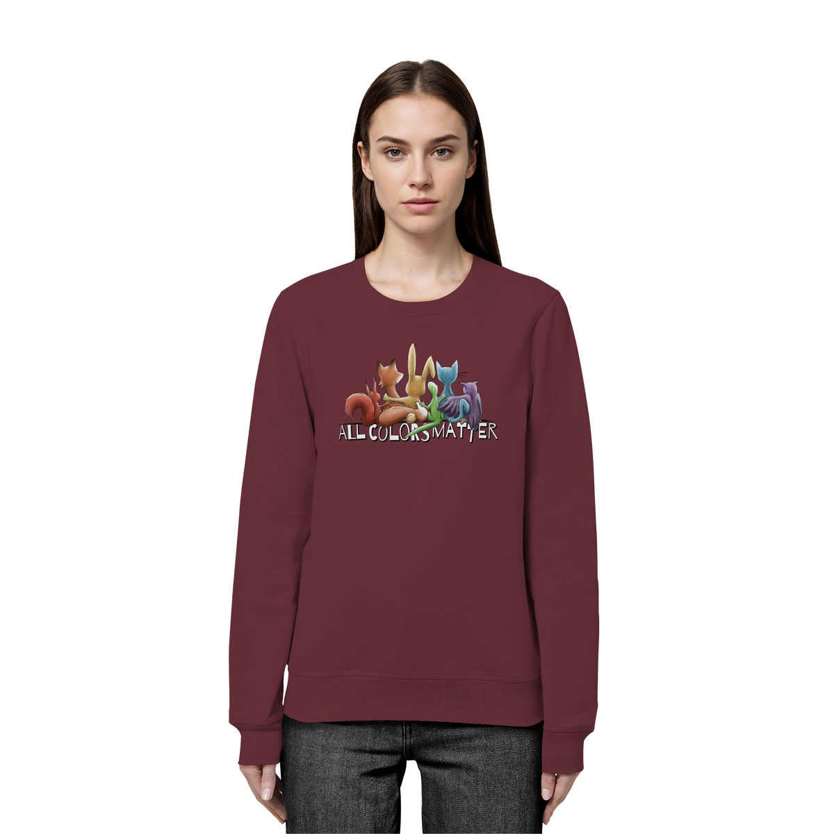 All Colors Matter! Regenbogen Tiere für Vielfalt - Organic Basic Unisex Sweatshirt
