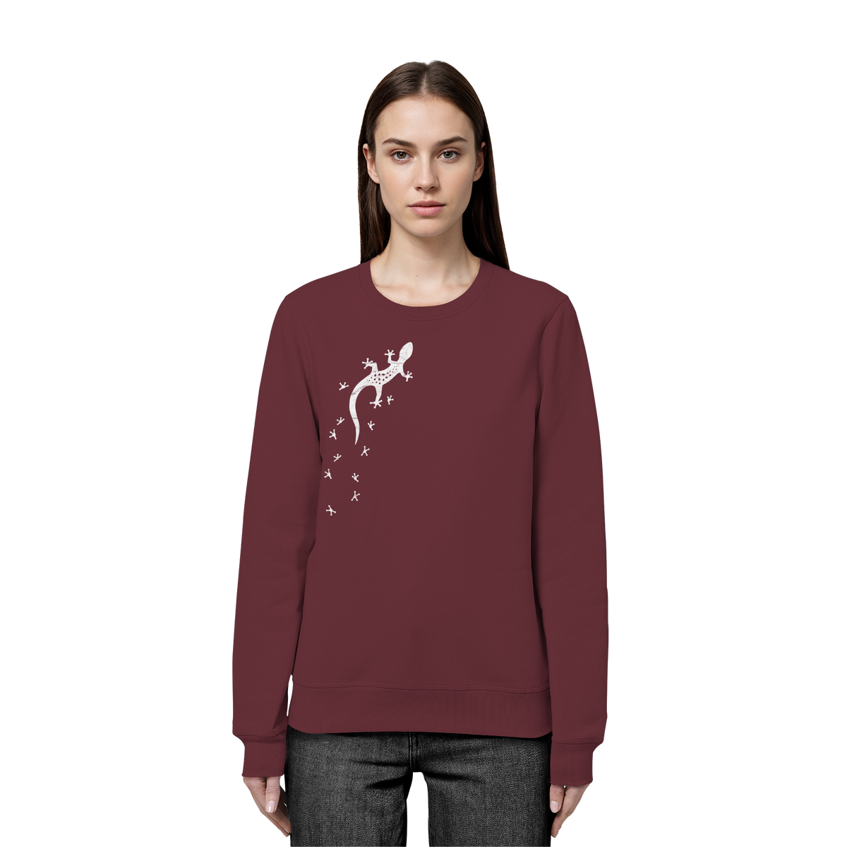 Gecko Eidechse Silhouette hell - Organic Basic Unisex Sweatshirt