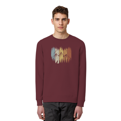 Retro Wald, Berge und Wolf  - Organic Basic Unisex Sweatshirt