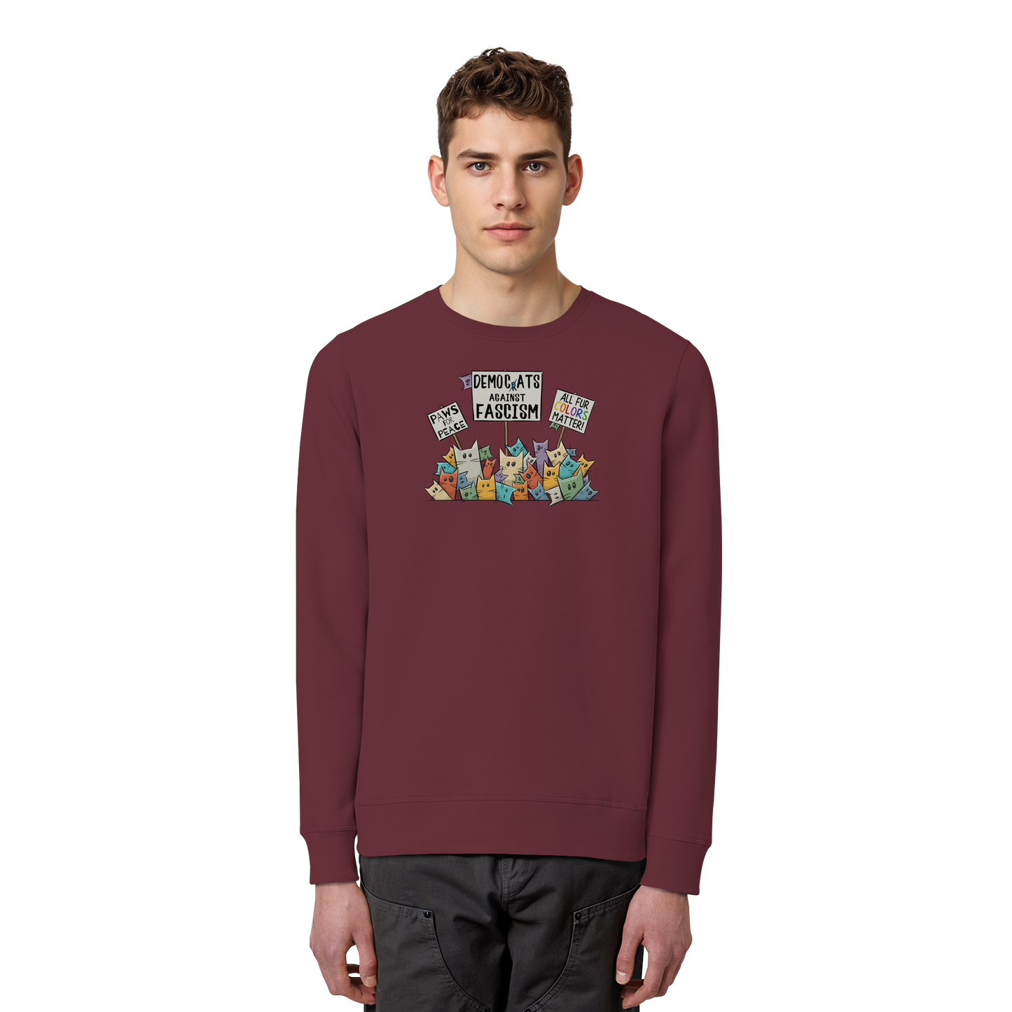 Demo-Katzen gegen Faschismus und für Vielfalt - Organic Basic Unisex Sweatshirt
