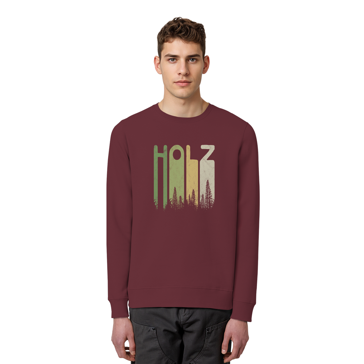 Holz Retro Wald Schriftzug - Organic Basic Unisex Sweatshirt