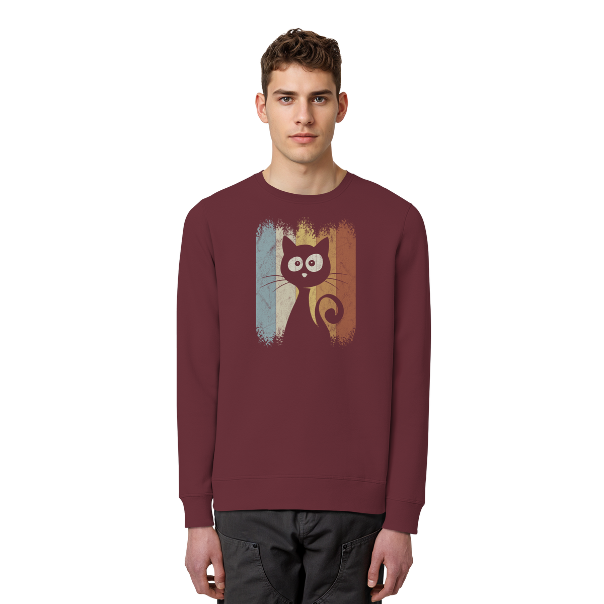 Retro Katze Silhouette - Organic Basic Unisex Sweatshirt