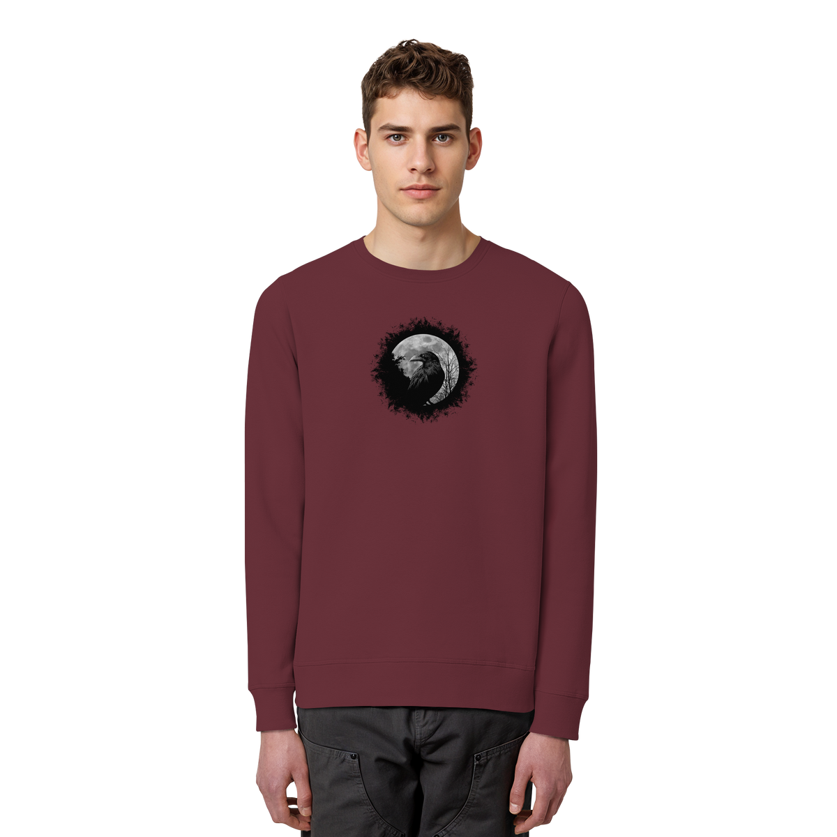 Schwarzer Rabe bei Vollmond  - Organic Basic Unisex Sweatshirt