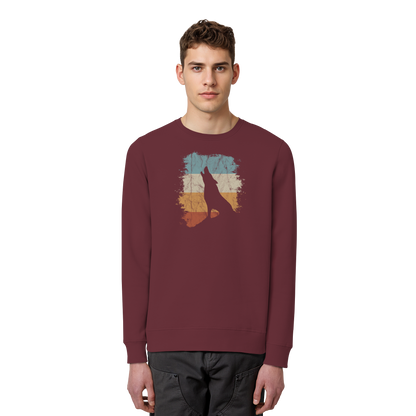 Retro Style lässig heulender Wolf  - Organic Basic Unisex Sweatshirt