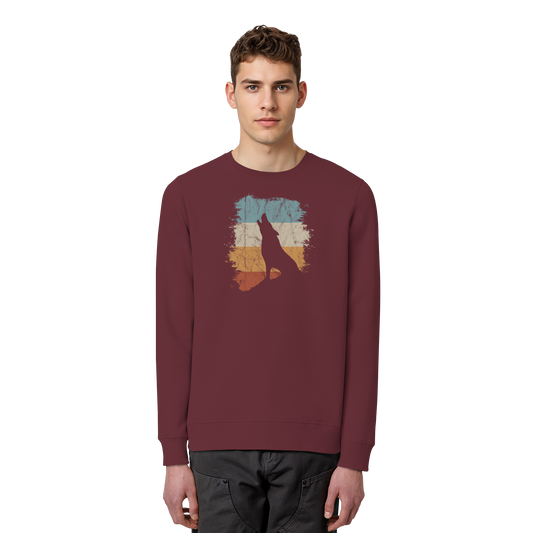 Retro Style lässig heulender Wolf  - Organic Basic Unisex Sweatshirt