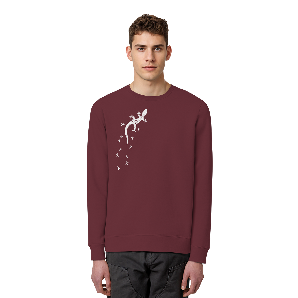 Gecko Eidechse Silhouette hell - Organic Basic Unisex Sweatshirt