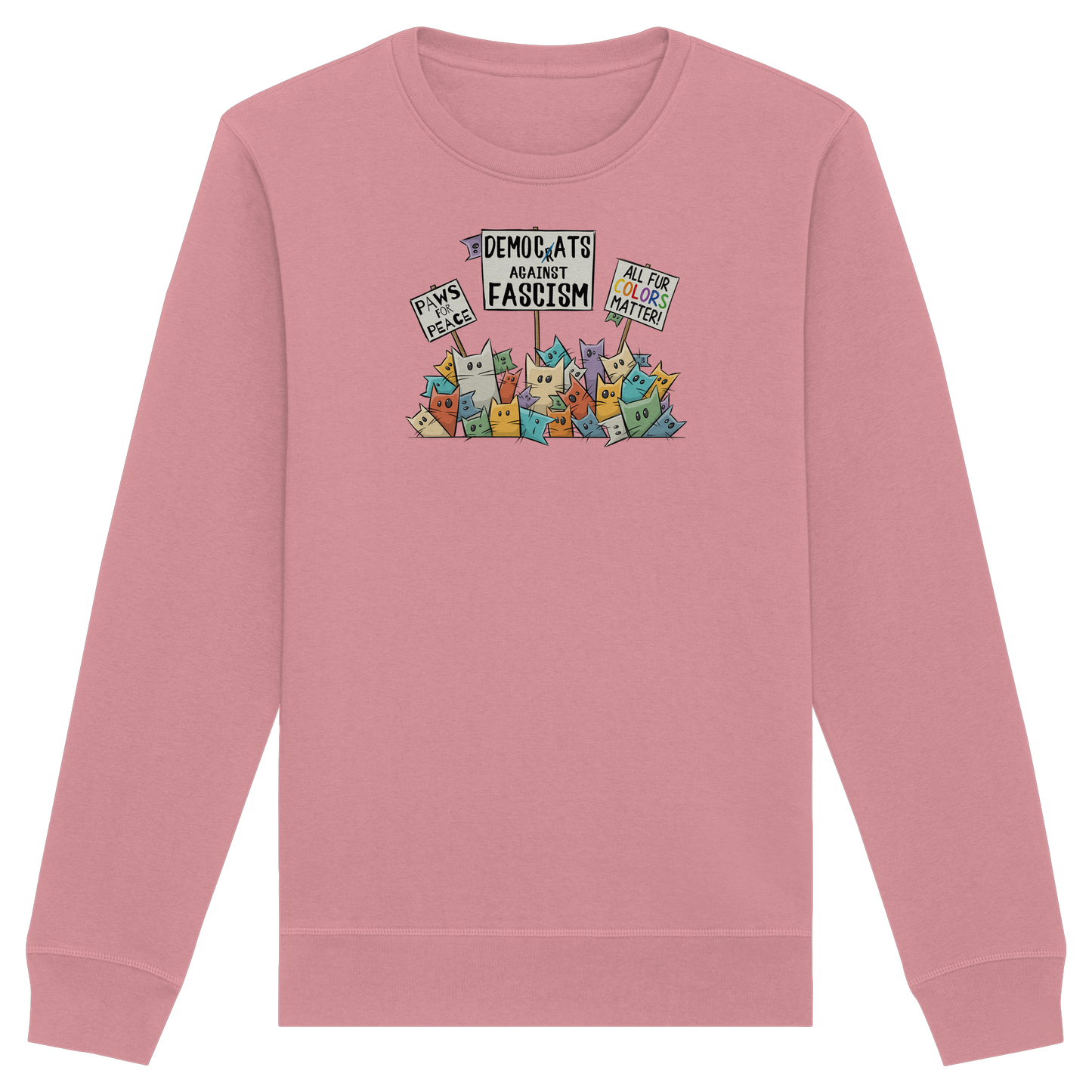 Demo-Katzen gegen Faschismus und für Vielfalt - Organic Basic Unisex Sweatshirt
