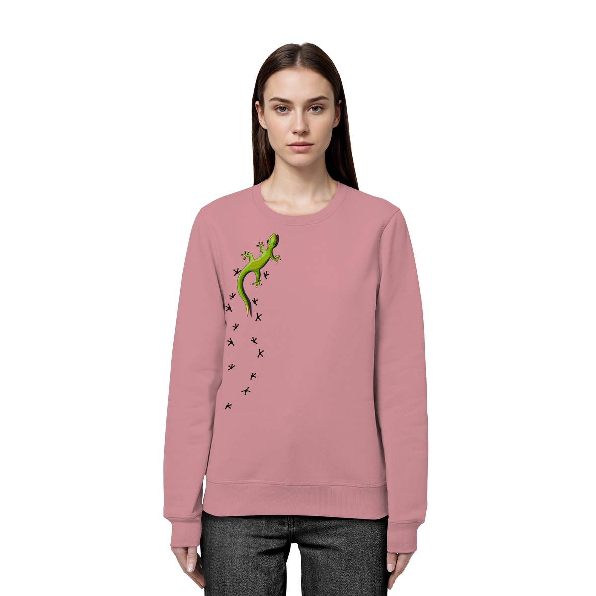 Kletternder Gecko mit Spuren - Organic Basic Unisex Sweatshirt