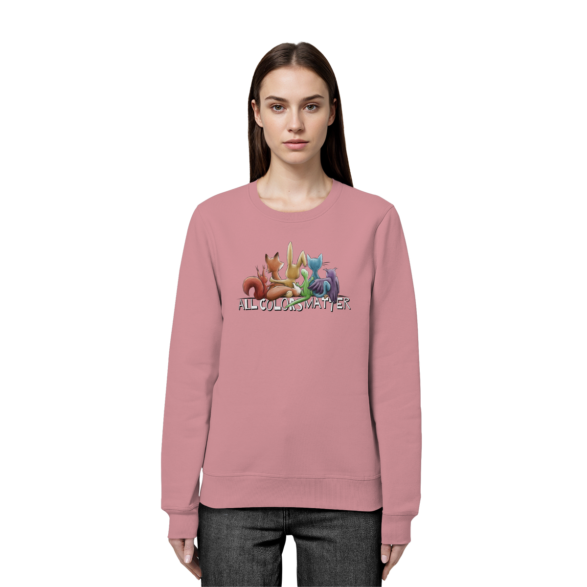 All Colors Matter! Regenbogen Tiere für Vielfalt - Organic Basic Unisex Sweatshirt
