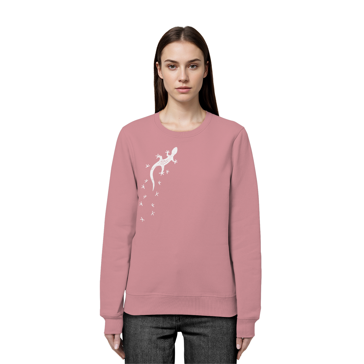 Gecko Eidechse Silhouette hell - Organic Basic Unisex Sweatshirt