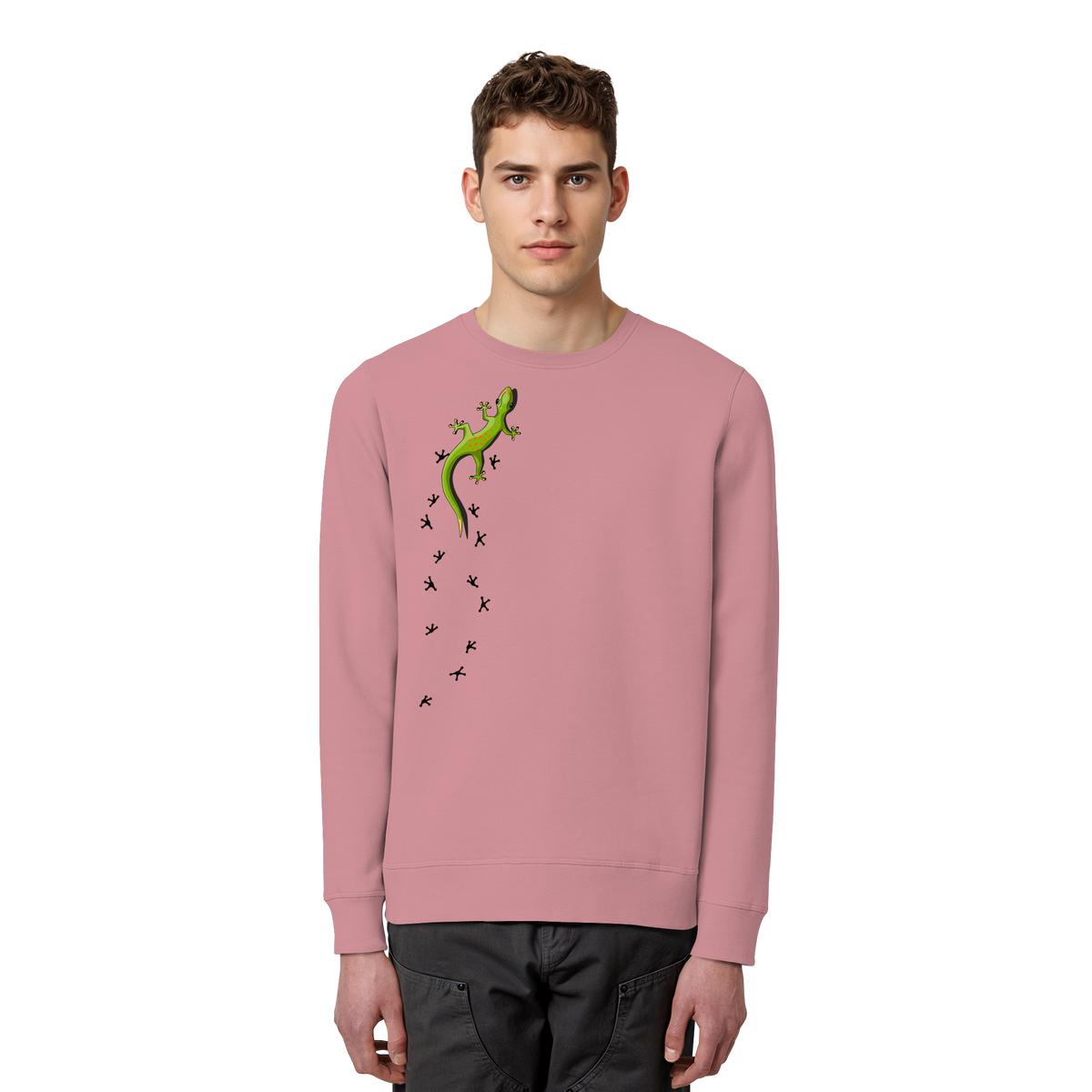 Kletternder Gecko mit Spuren - Organic Basic Unisex Sweatshirt