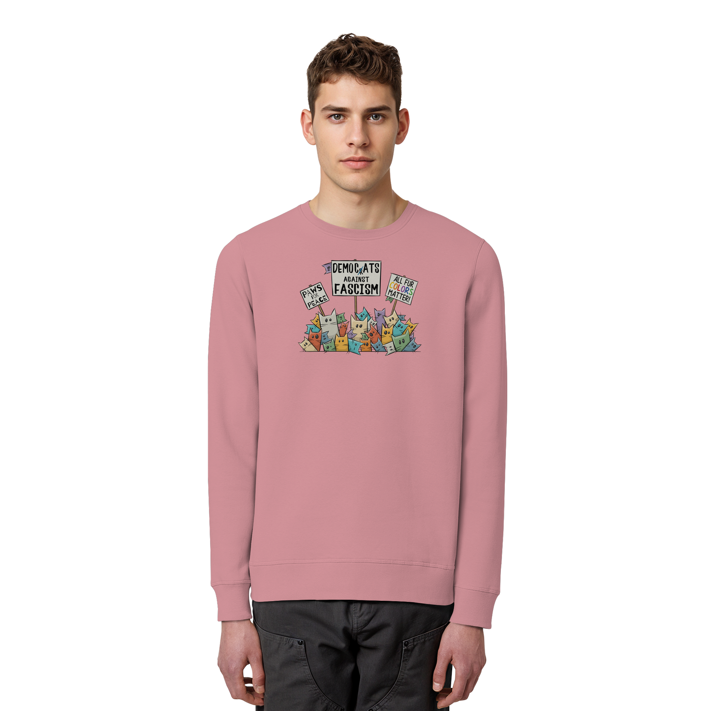 Demo-Katzen gegen Faschismus und für Vielfalt - Organic Basic Unisex Sweatshirt