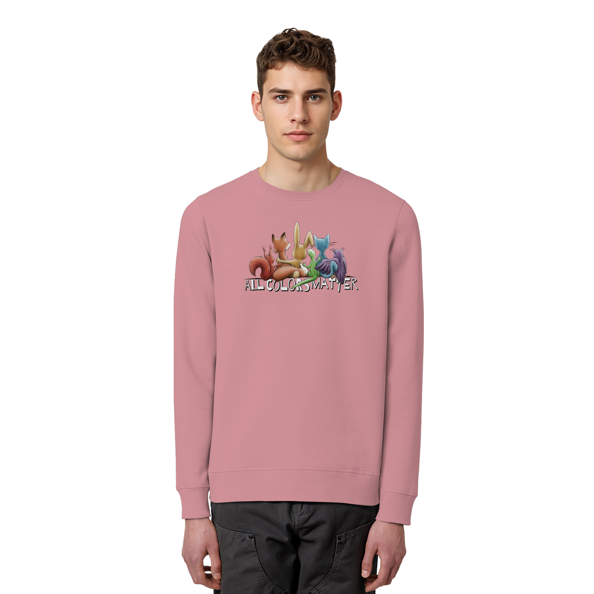All Colors Matter! Regenbogen Tiere für Vielfalt - Organic Basic Unisex Sweatshirt