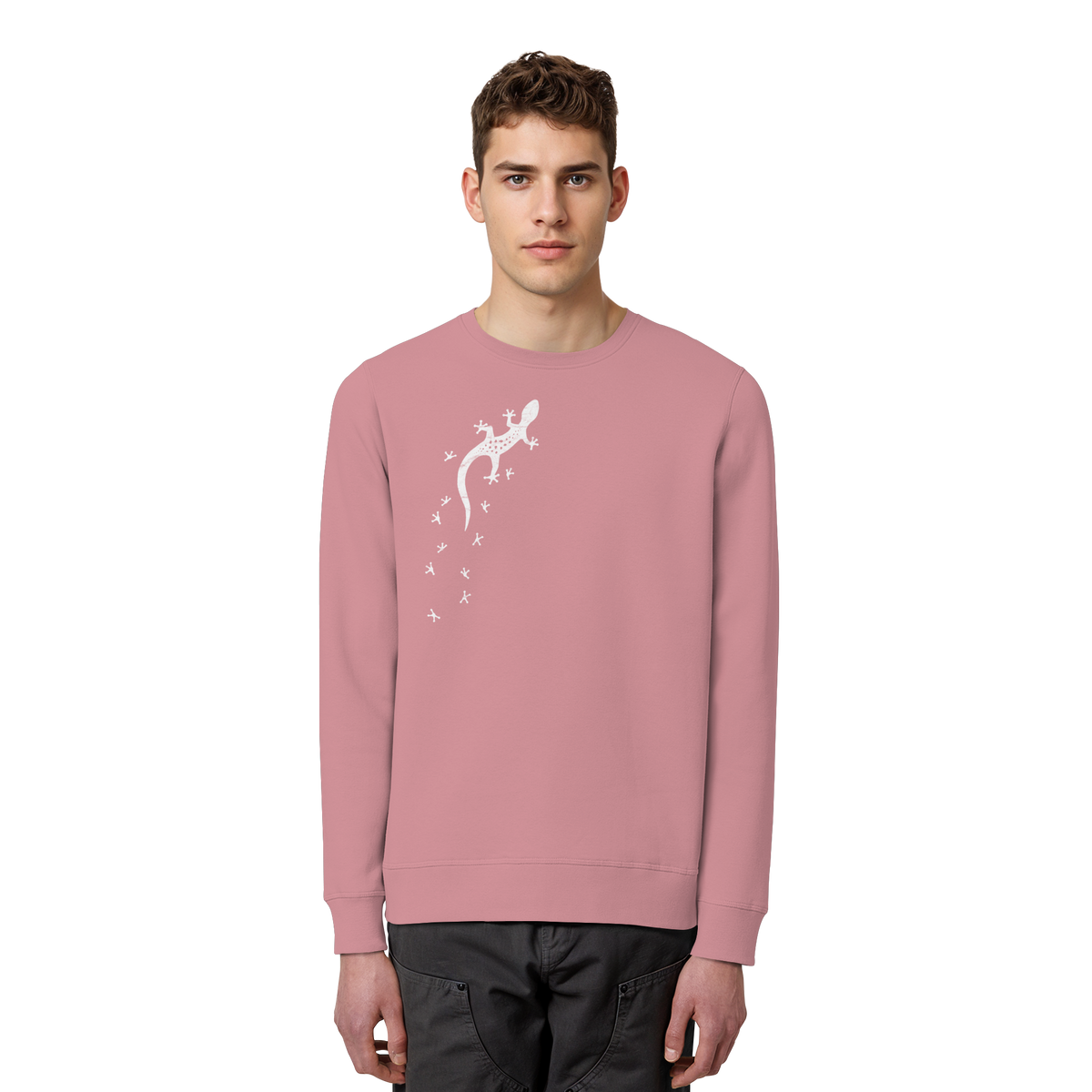 Gecko Eidechse Silhouette hell - Organic Basic Unisex Sweatshirt