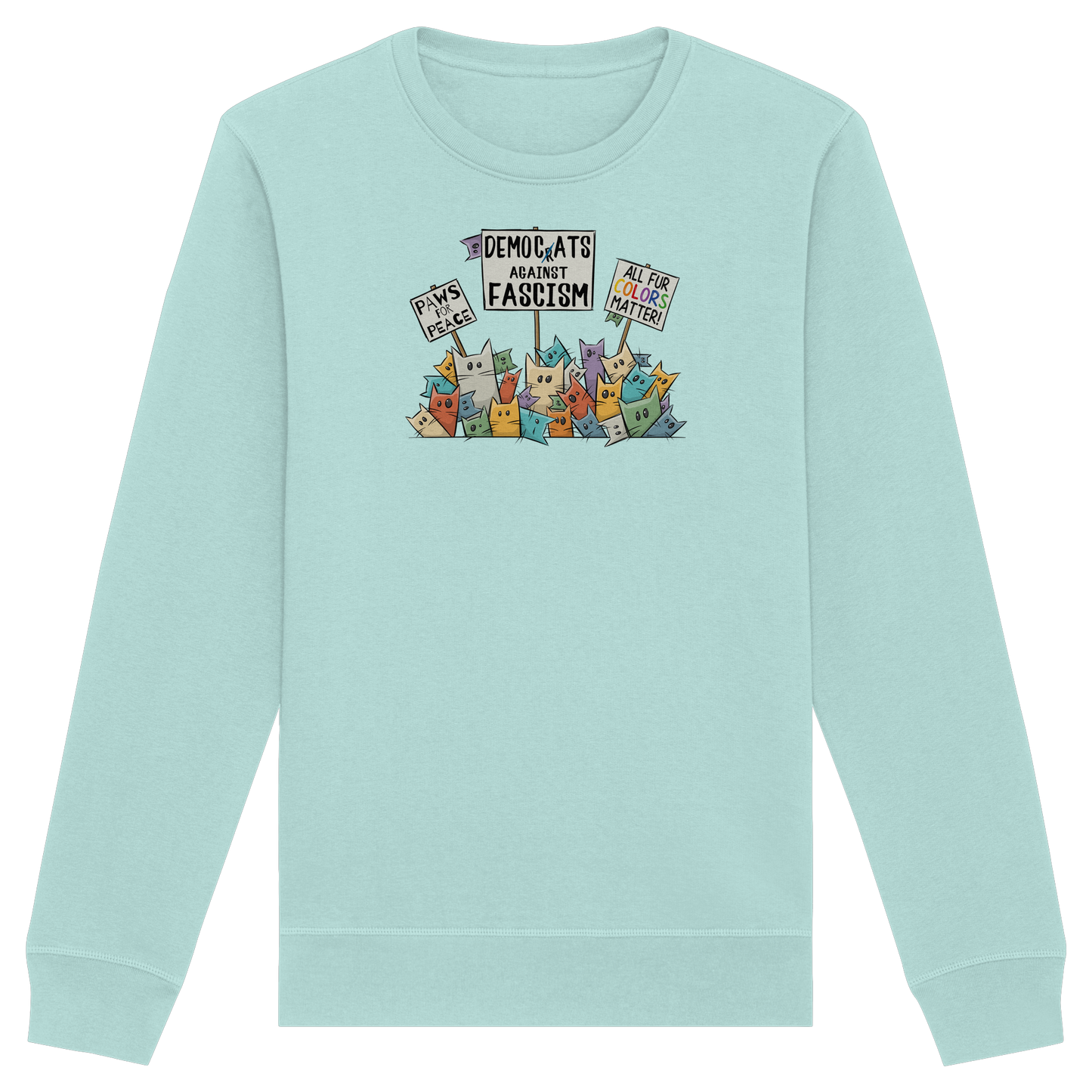 Demo-Katzen gegen Faschismus und für Vielfalt - Organic Basic Unisex Sweatshirt