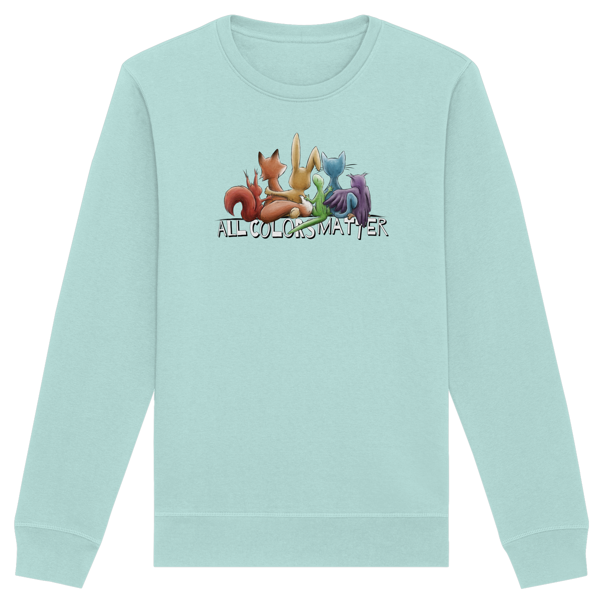All Colors Matter! Regenbogen Tiere für Vielfalt - Organic Basic Unisex Sweatshirt