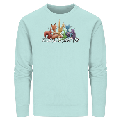 All Colors Matter! Regenbogen Tiere für Vielfalt - Organic Basic Unisex Sweatshirt