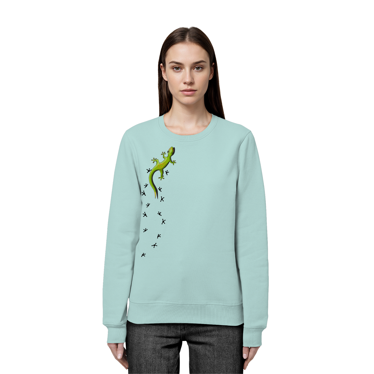 Kletternder Gecko mit Spuren - Organic Basic Unisex Sweatshirt