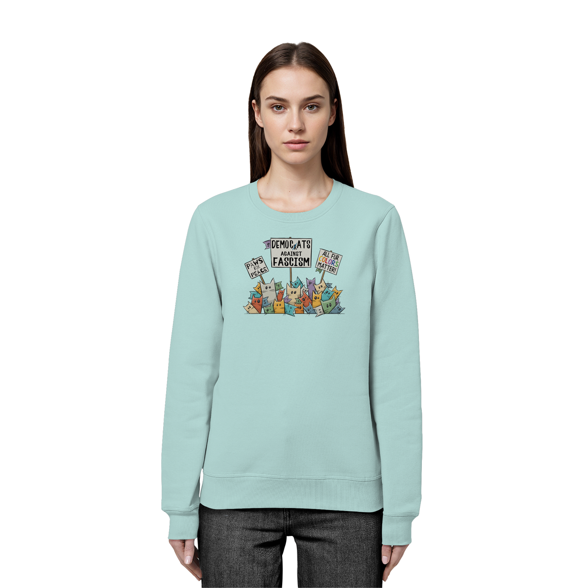 Demo-Katzen gegen Faschismus und für Vielfalt - Organic Basic Unisex Sweatshirt