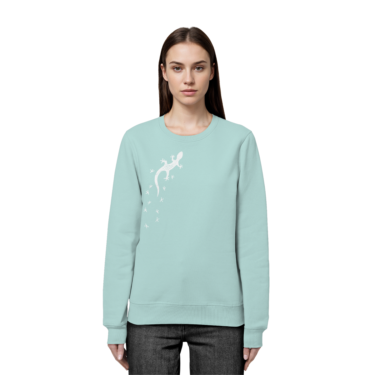 Gecko Eidechse Silhouette hell - Organic Basic Unisex Sweatshirt