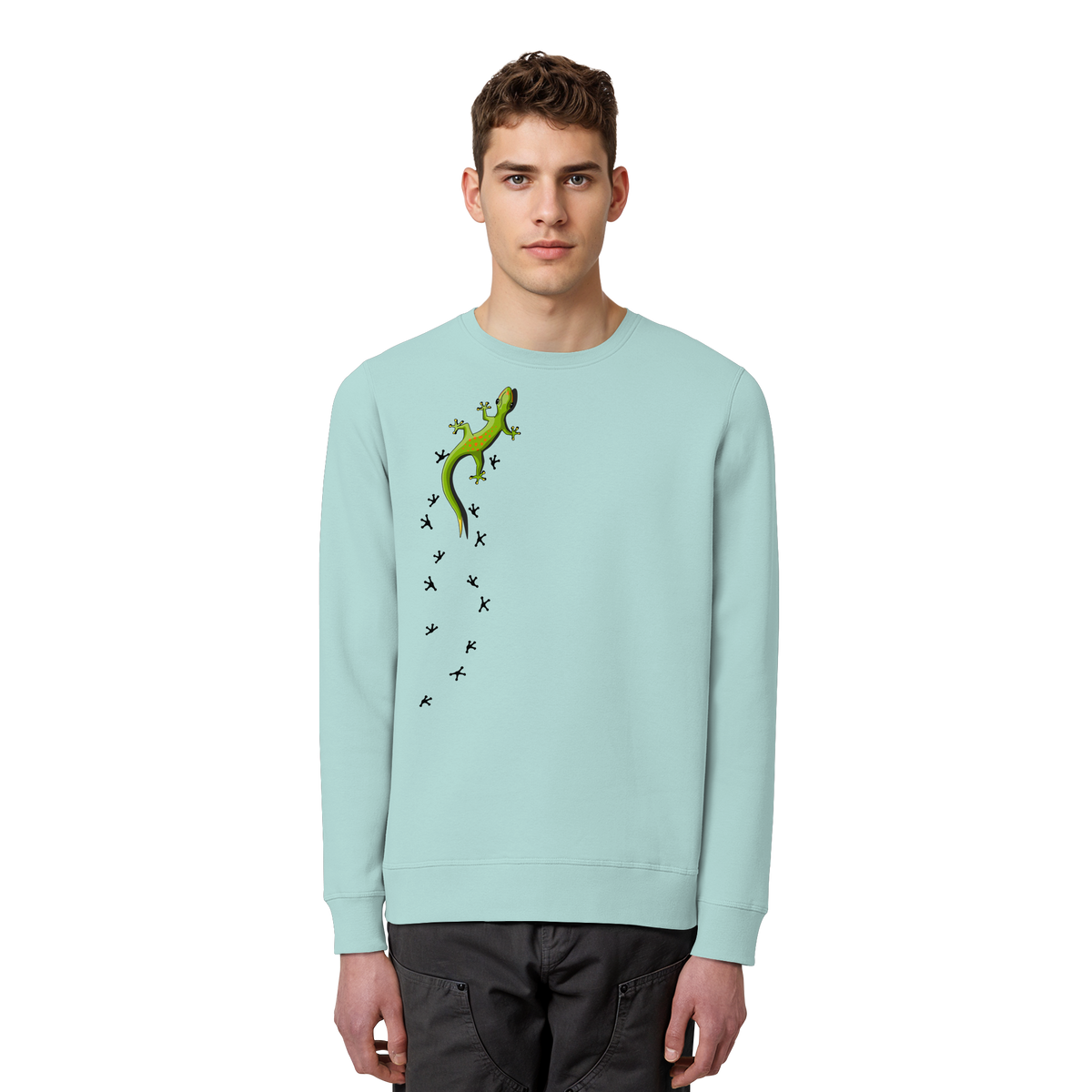 Kletternder Gecko mit Spuren - Organic Basic Unisex Sweatshirt