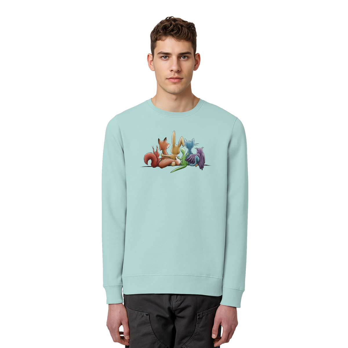 Regenbogen Tiere für Freundschaft, Toleranz und Vielfalt - Organic Basic Unisex Sweatshirt