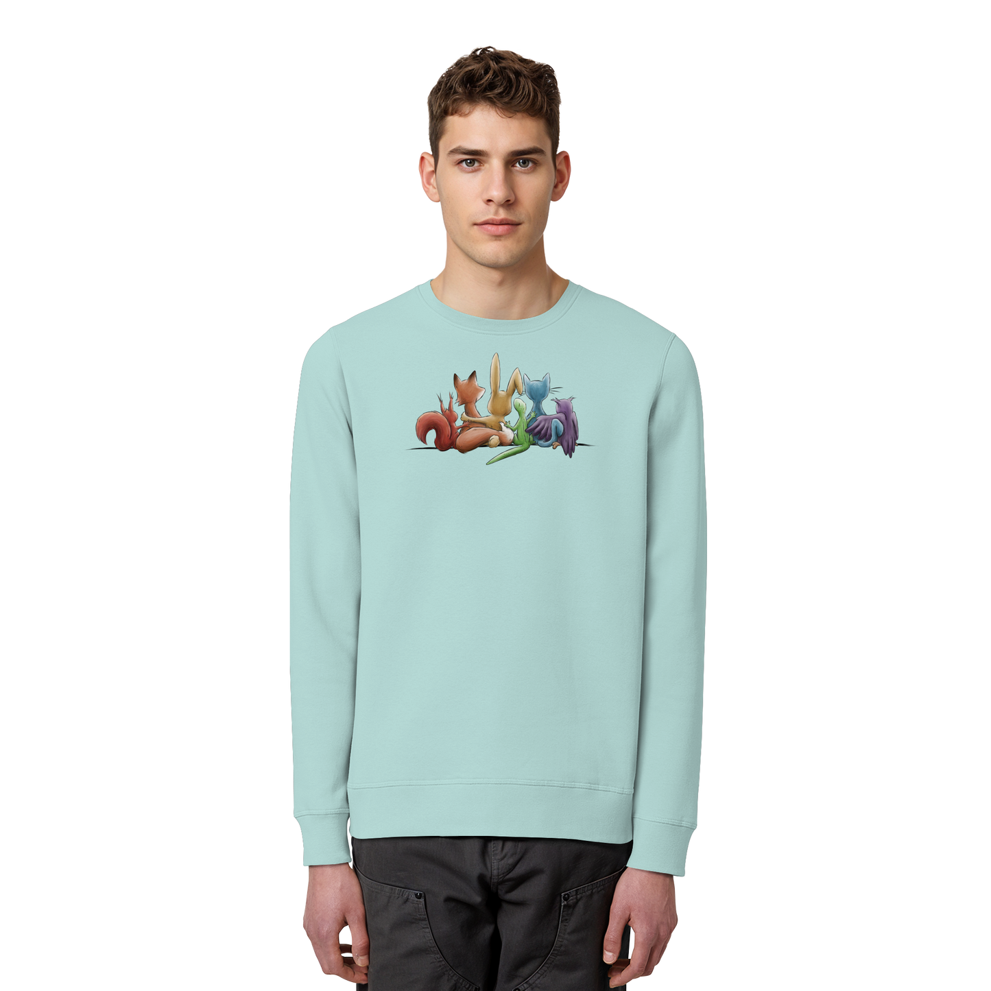 Regenbogen Tiere für Freundschaft, Toleranz und Vielfalt - Organic Basic Unisex Sweatshirt