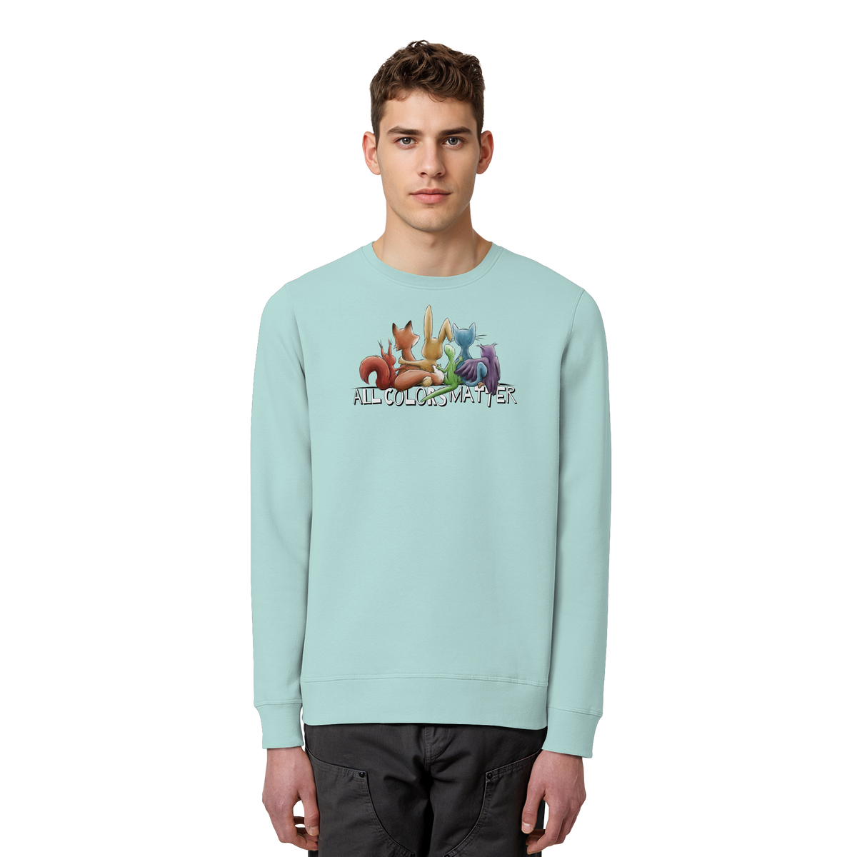 All Colors Matter! Regenbogen Tiere für Vielfalt - Organic Basic Unisex Sweatshirt