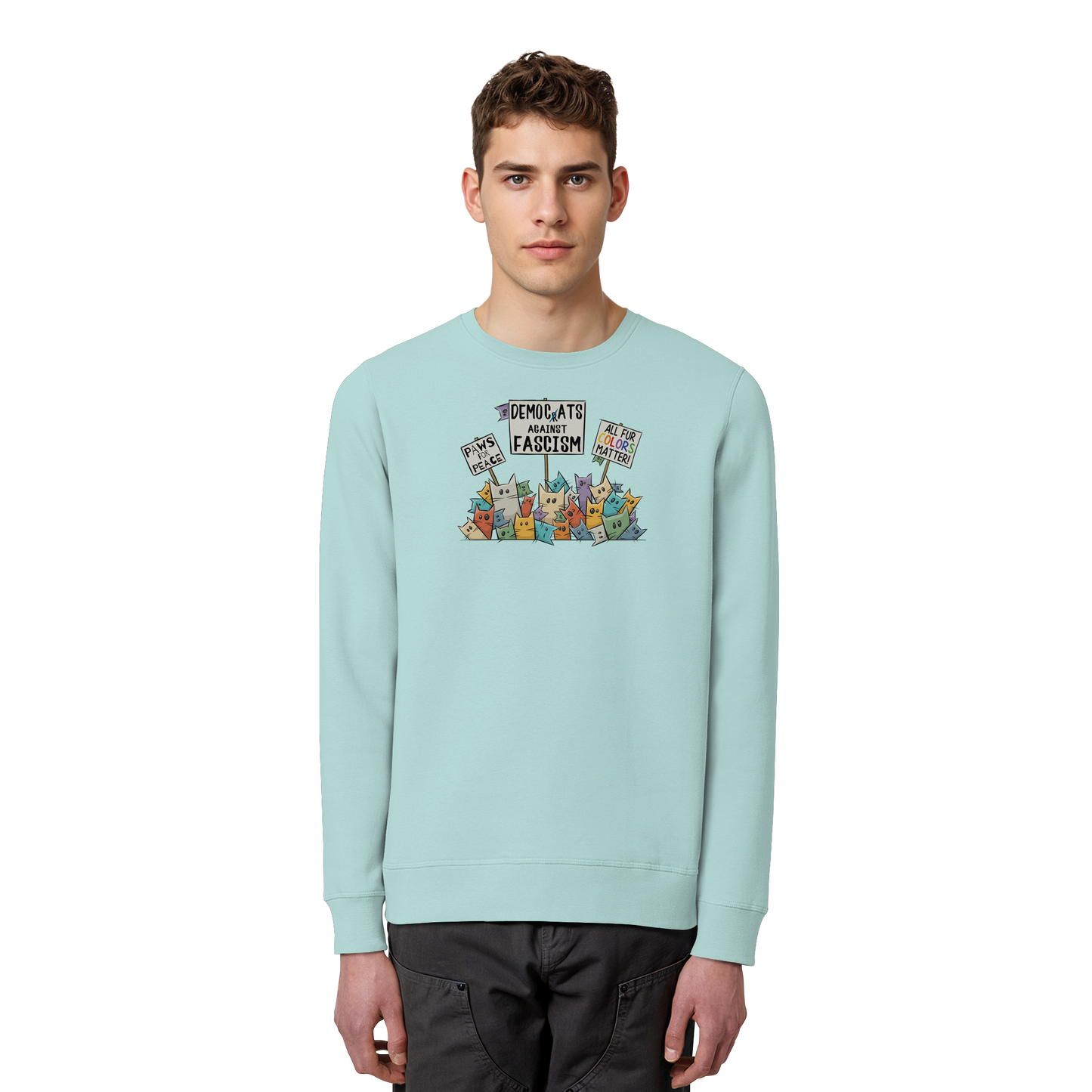 Demo-Katzen gegen Faschismus und für Vielfalt - Organic Basic Unisex Sweatshirt