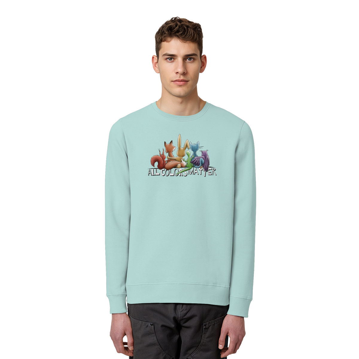 All Colors Matter! Regenbogen Tiere für Vielfalt - Organic Basic Unisex Sweatshirt